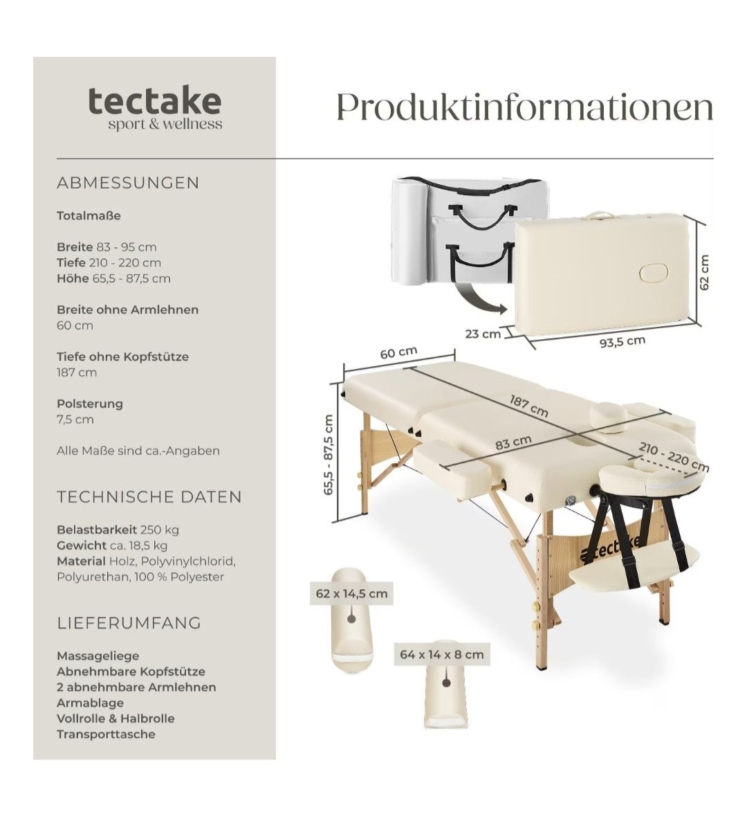 Sedie a sdraio: Tectake Massageliege, beige & neuwertig – Nuovo (secondo la descrizione) da Wichtrach venduto da pri_hjg8 4