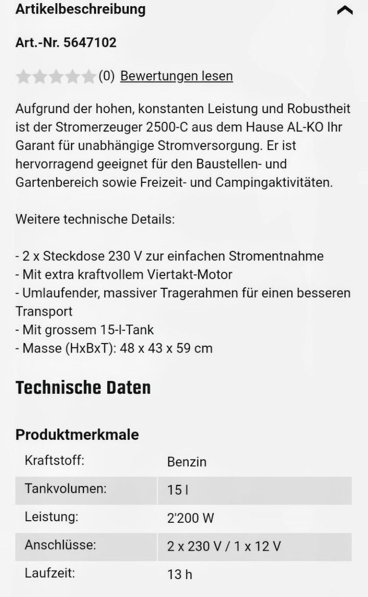 Generatori di corrente: Leistungsstarker Stromerzeuger/Notstromaggregat – Nuovo e nell'imballaggio originale da Ettingen venduto da Rubbl 3
