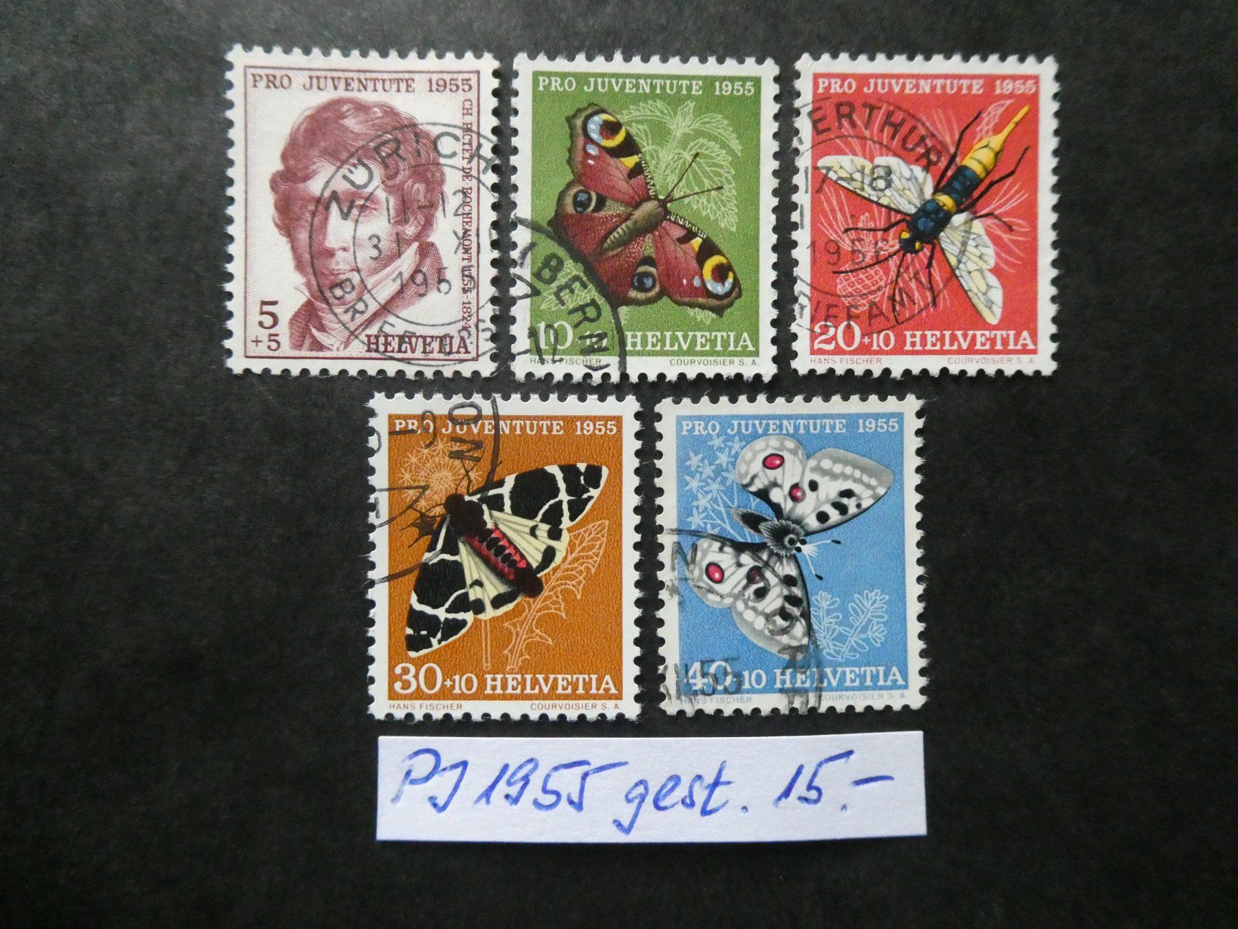 Alle Briefmarken: Pro Juventute 1955 gestempelt – Gebraucht aus Lausen von Herbamare01