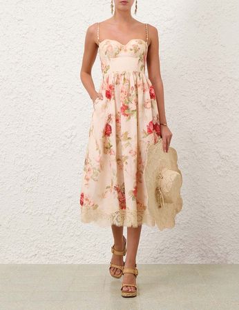 Zimmermann Floral Linen Midi Dress
