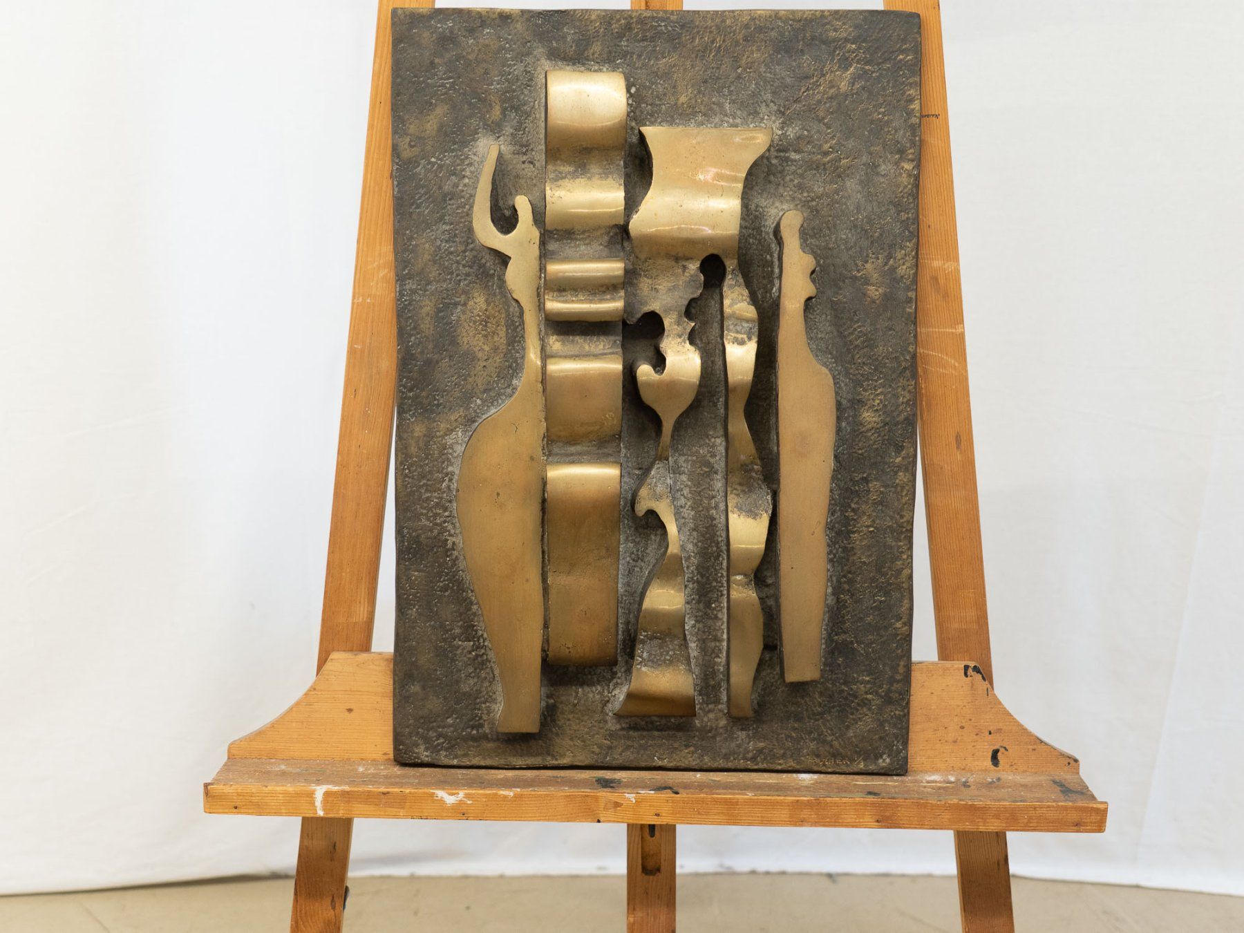 Sculture & Statue: Relief André Bucher - abstrakt - Metallguss - Ref. 08/37 – Usato da Au ZH venduto da BrockiAu