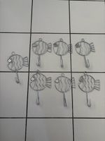 7x Haken Fisch Form Metall neu