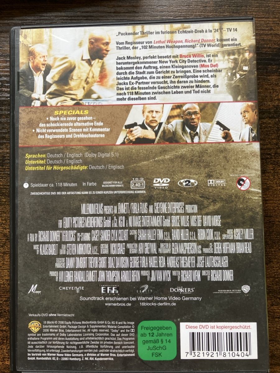 Tutti i DVDs: 16 Blocks DVD – Usato da Glarus venduto da Jhuber78 1