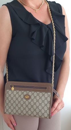 Gucci Vintage Clutch/Crossbody Tasche Leder Braun