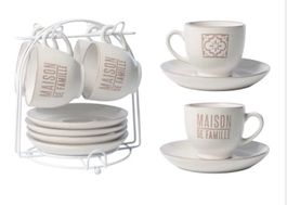 SET 4 TASSES EXPRESSO 8CL SOUS TASSE + METAL