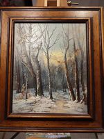 Gemälde Abendliche Winterlandschaft Schweizer Maler