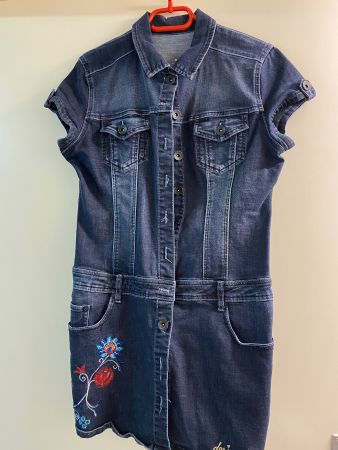 Desigual Jeans Kleid Sommerkleid Gr.46 mit Stickere