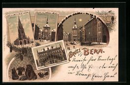 Litho Bern, Münster, Rathhaus, Dudelsac
