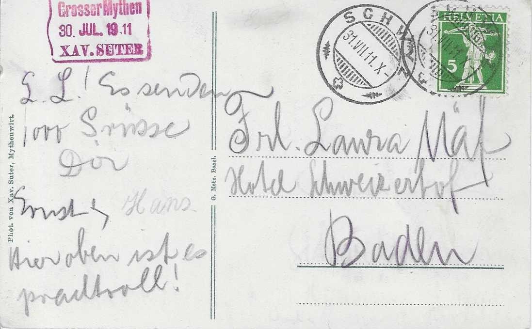 Cartes postales: Mythenkulm 1911 – D'occasion à Flims - Dorf par Stagediver 1
