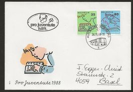 1988 Juventute Brief AUTOMOBILPOST