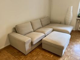 IKEA KIVIK 3er-Sofa mit Récamiere & Hocker  Beige