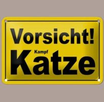 🔥 VORSICHT KAMPF KATZE Blechschild 🎀 12x18cm OVP 🔥