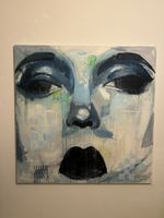 Abstraktes Gesicht, modernes Gemälde, Leinwand,