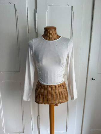 Langarmshirt weiss gerafft 36