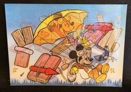 Mickey Flugzeug Glitzer Karte Wechselsujet carte magique