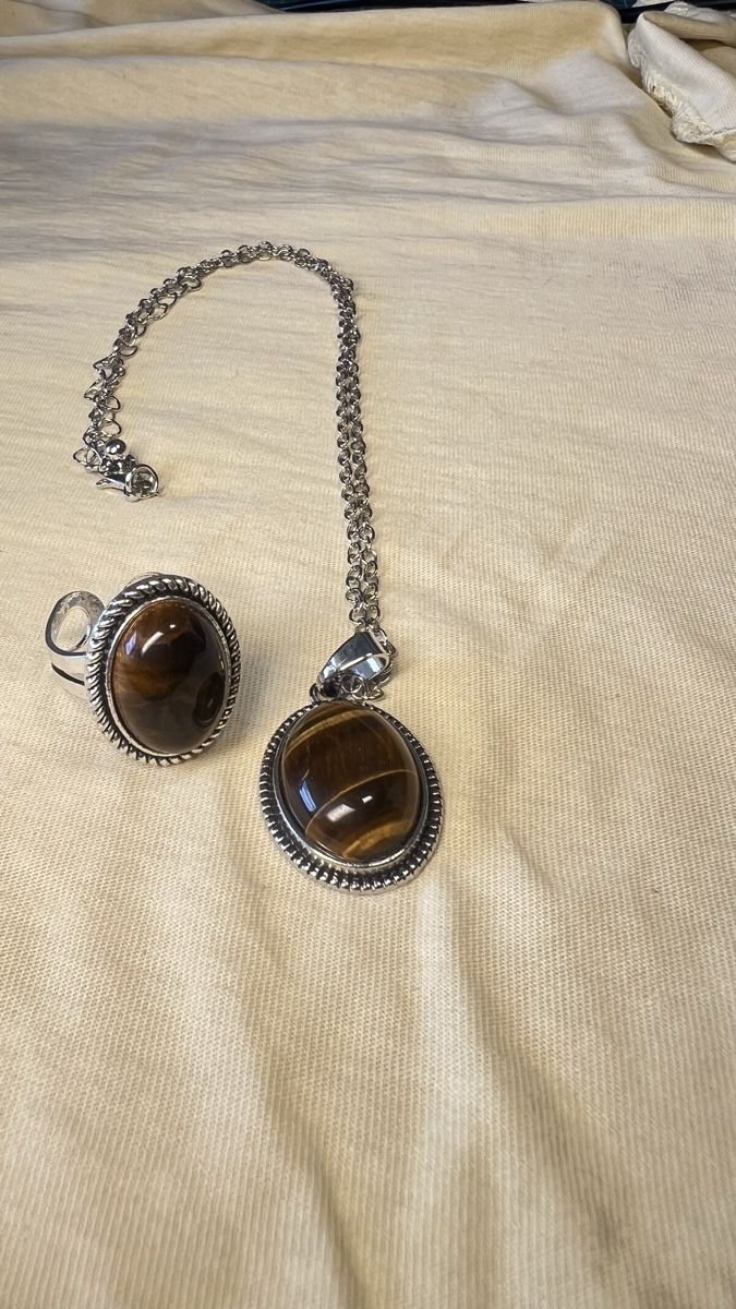 Altri gioielli: Tiger Eye Necklace Ring Set/Ring und Halskette echter Stein – Usato da Pratteln venduto da nt.geschenkshop 4