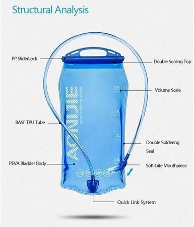 2 Liter Trinkbeutel mit Schlauch und Ventil