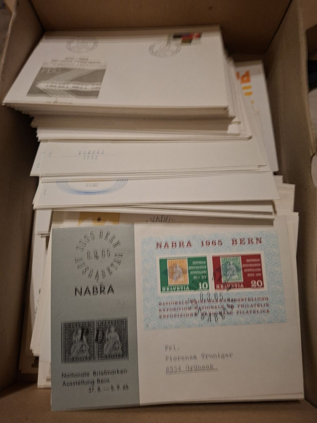 Alle Briefmarken: Schachtel FDC / PTT / 4er Blocks Briefe div – Gebraucht aus Balgach von SIMEON27 8
