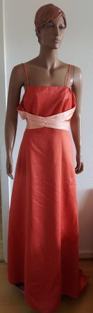 Elegantes festliches korallenrotes Kleid Lang Gr. 14 / 46 