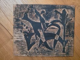 antike Holzschnitt Druck Platte 27 cm x 23 cm