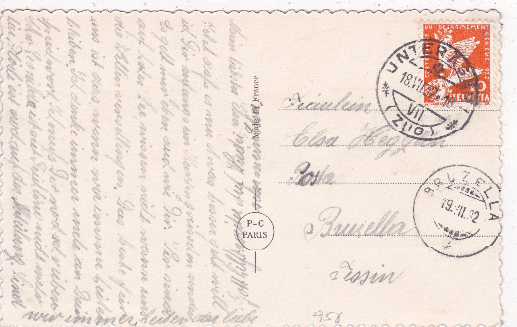 Cartoline postali: Kitsch Frau mit Blumen 1932 – Usato da Herisau venduto da Lisegrat2008 1