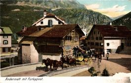 Andermatt mit Postkutsche der Furkapost