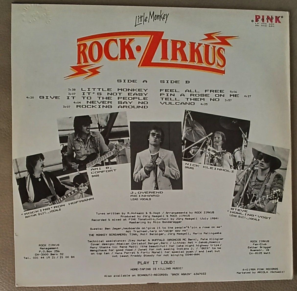 Schallplatten: ROCK ZIRKUS - Little Monkey CH Rock 1984 – Gebraucht aus Hägendorf von Plattenhardt 1