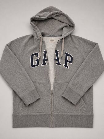 Sweat à Capuche Zippé Gap Gris Chiné Logo Brodé - Taille S