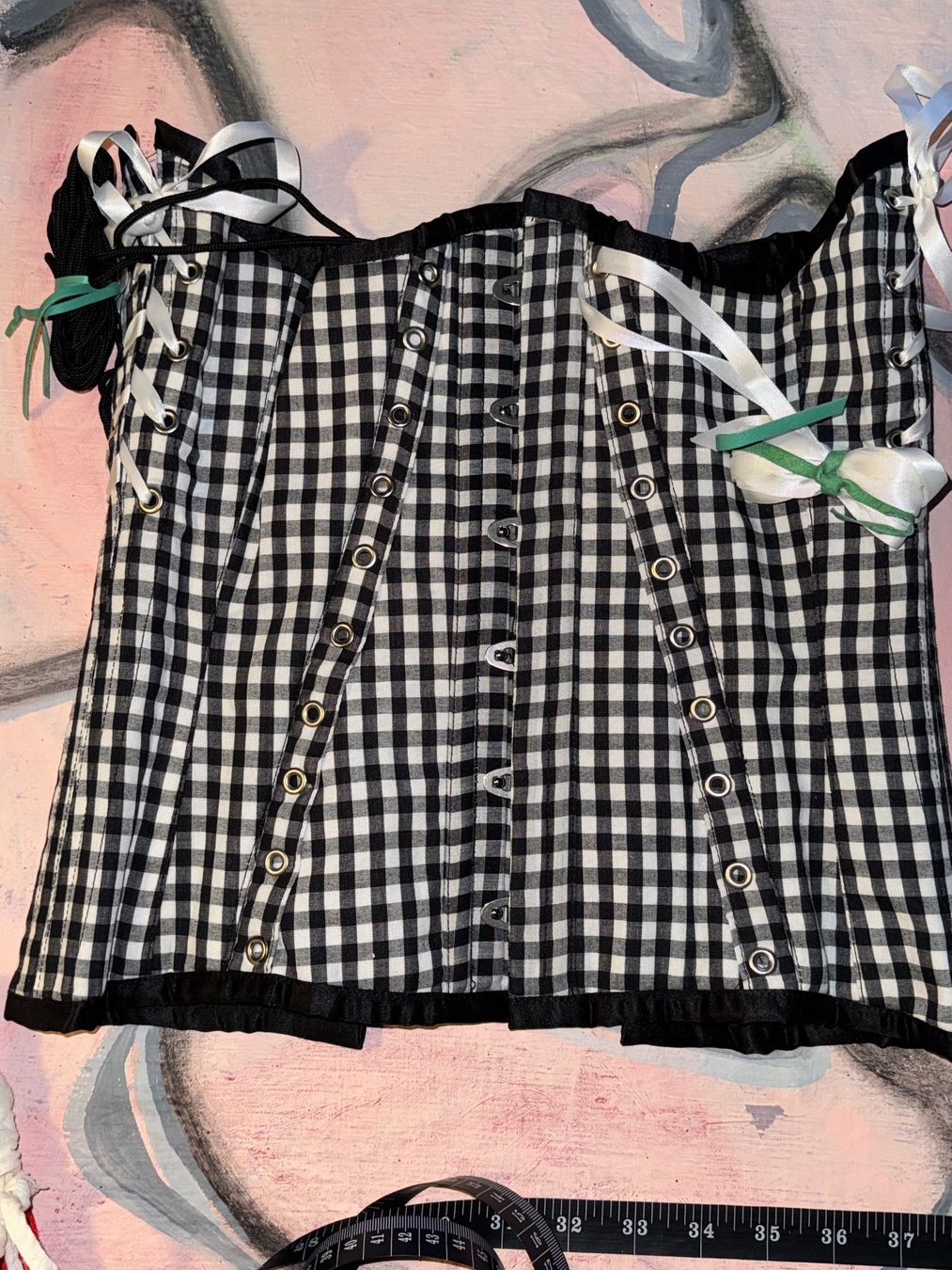 Sonstige Unterwäsche: Bespoke B&W Gingham Cotton Belt-Corset size 40 – Gebraucht aus Birsfelden von Brut