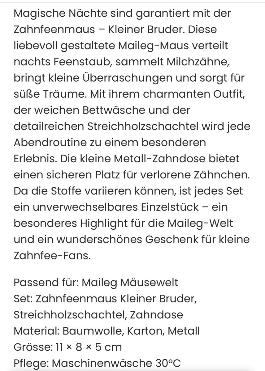 Maileg Giocattoli: Zahnfee kleiner Bruder..Neu..Maileg – Nuovo (secondo la descrizione) da Hünenberg venduto da Smile77.. 6