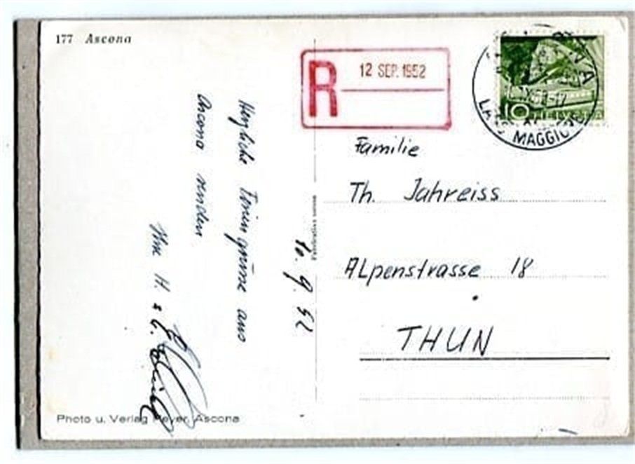 Ansichtskarten: Ascona – Gebraucht aus Ottikon b.Kemptth. von Neptun1974 1
