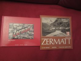 2x Zermatt Bücher, alte Ansichtskarten, Walliser Alpen