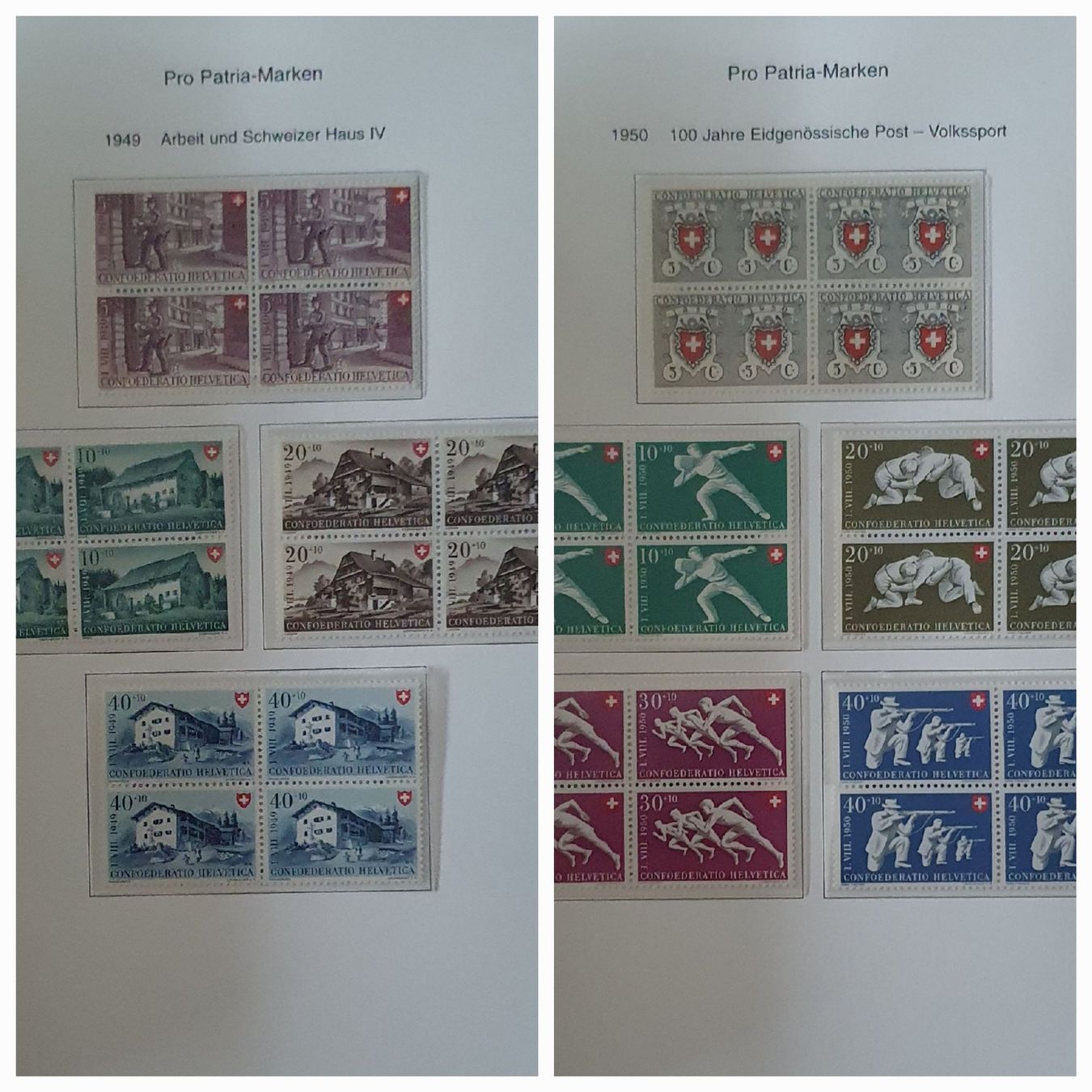 Alle Briefmarken: Pro Patria 4er Block Sammlung Postfrisch bis 2009 komplett – Gebraucht aus Kreuzlingen von Rschweiz1 4
