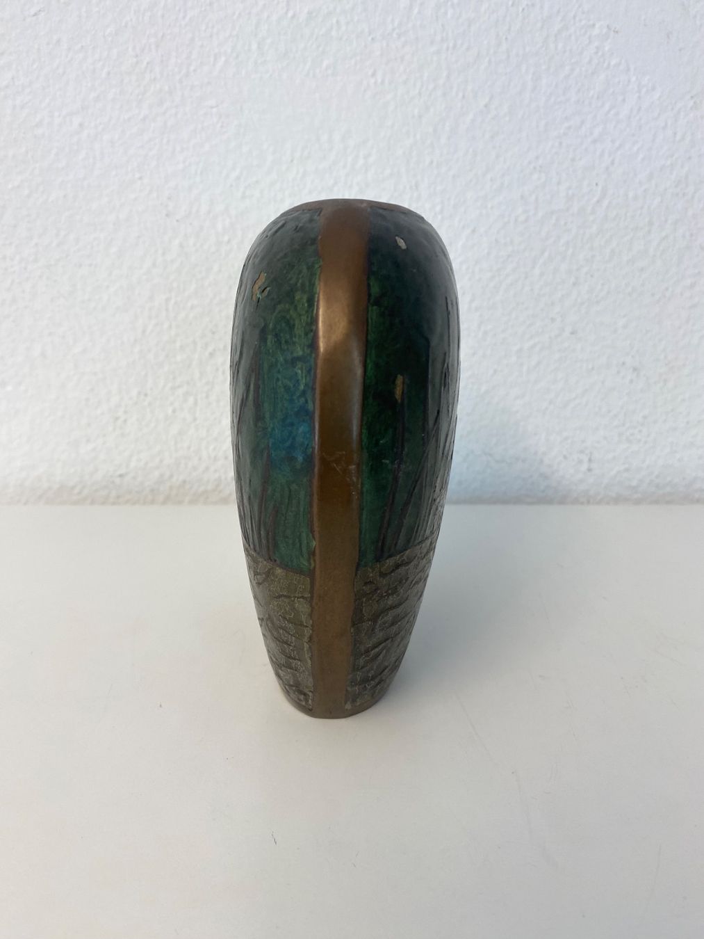 Vasen & Gefässe: Messingvase Jugendstil, emailliert, Wildentenmotiv – Gebraucht aus Zürich von Arche_Brockenhaus 4