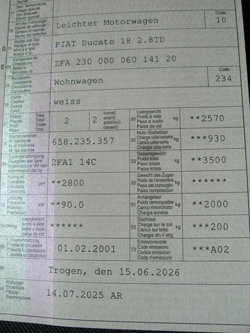 Mobilhome: Fiat Ducato 2.8TD ab Mfk – Usato da Speicherschwendi venduto da Santi22 9