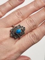 Vintage Silber Ring mit Türkis Stein, Grösse 53