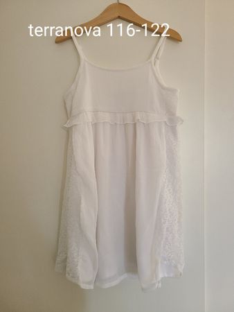 Terranova Sommerkleid Gr. 116-122 Weiss Spitzenbesatz