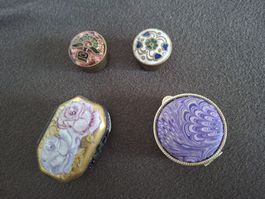 Antikes Konvolut: 4 kleine Schmuck- und Pillendosen