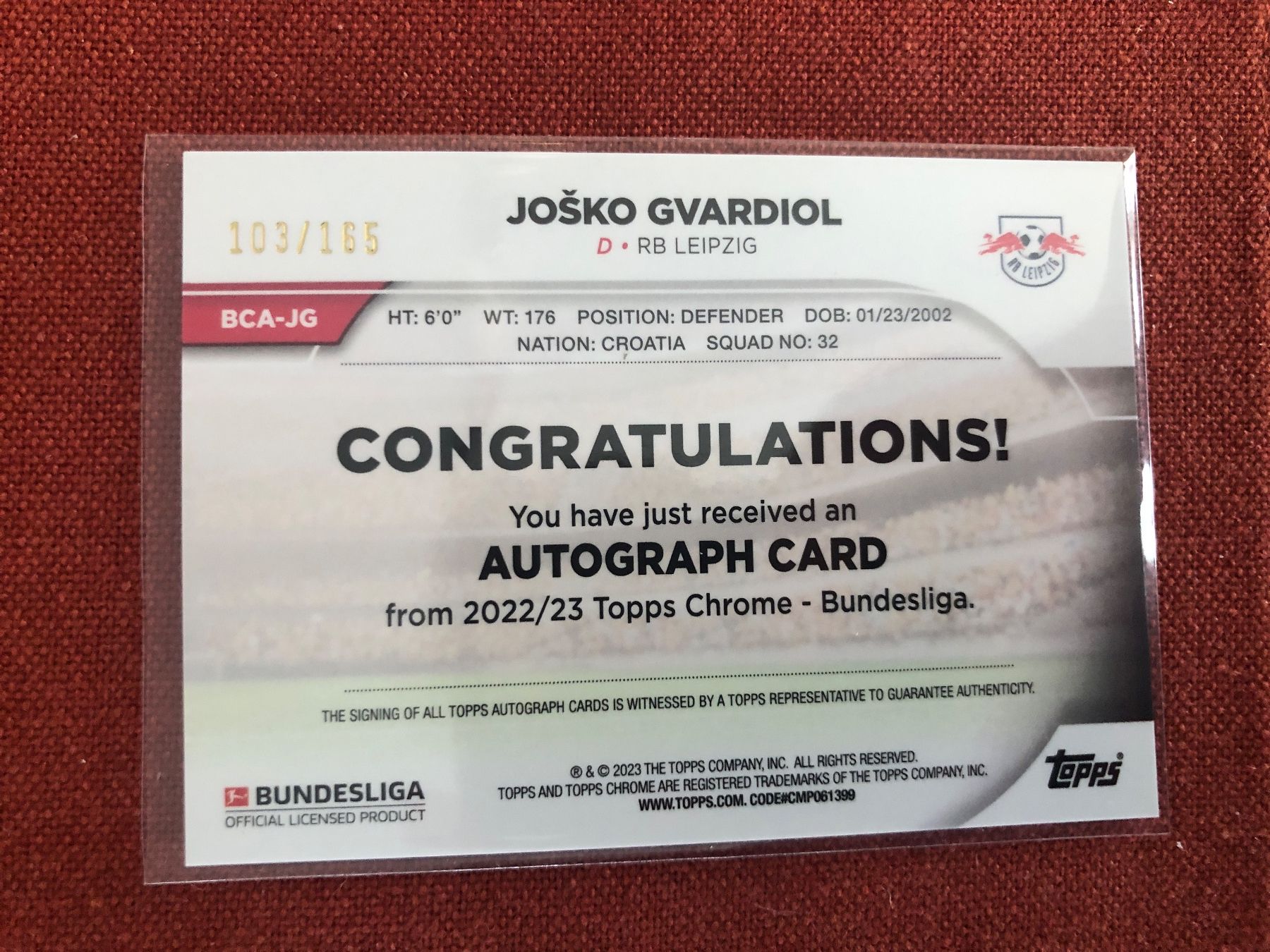 Topps Sammelbilder & Trading cards: Topps Chrome Josko Gvardiol Autogramm /165 – Gebraucht aus Wangenried von Garagara 1