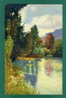 Am Weiher, Künstlerkarte, 1919, gelaufen