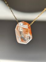 Unikat Edelstein Halskette, 18K vergoldeter Edelstahl