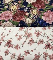 Patchworkstoff 2 er Set bunte Blumen