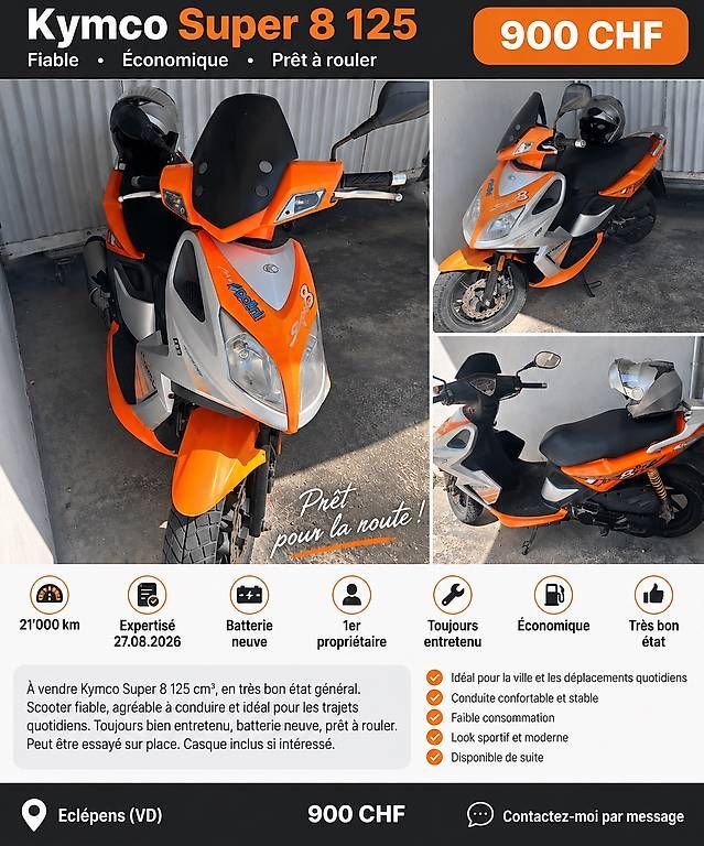 Scooters: Kymco 125 Super 8 – Gebraucht aus Eclépens von gra_bns2 1