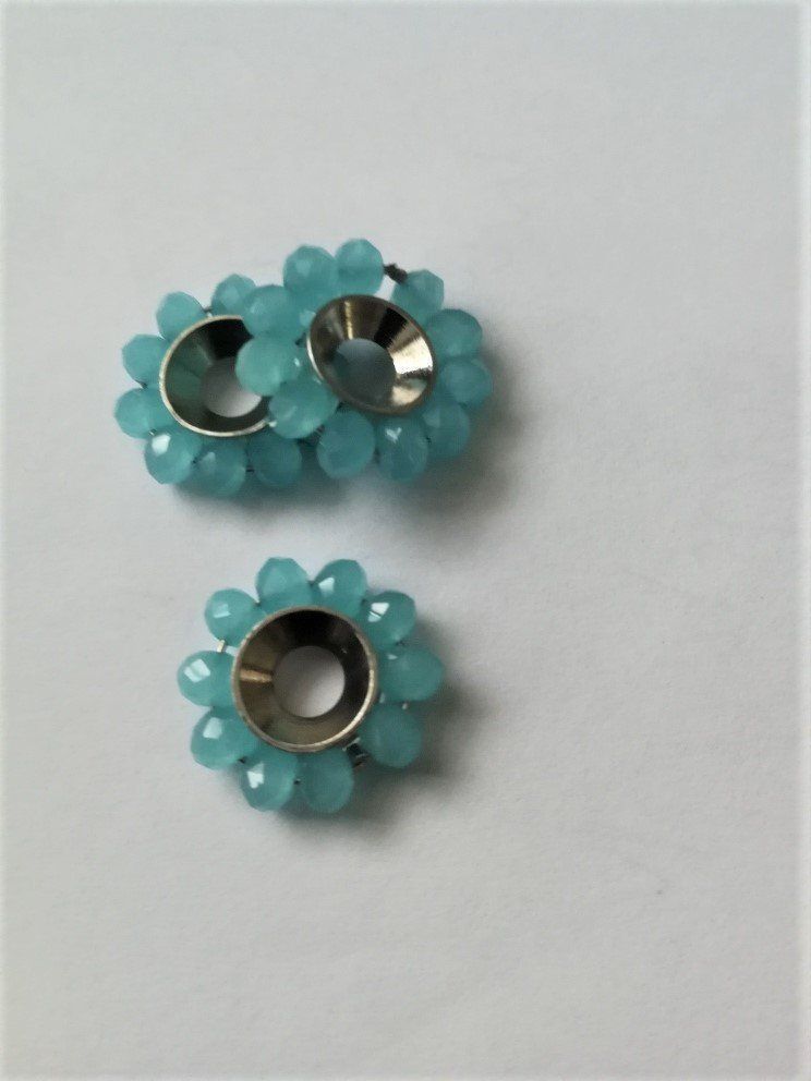 Perle (finte): Metall Rondelle Glas hellblau 16mm – Nuovo (secondo la descrizione) da Alpnachstad venduto da perlengaby 1