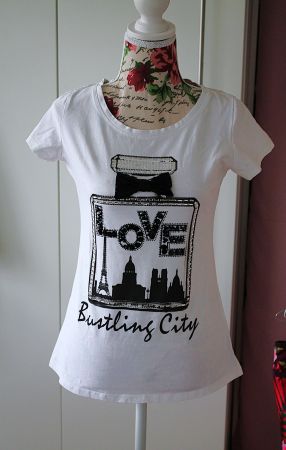 Extravagantes Shirt PARIS Glitzer Masche Spitze Bling –Party