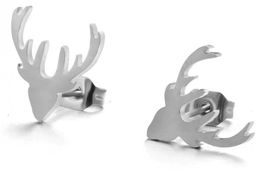 Edelstahl Ohrringe mit Hirsch/Wild Motiv in SILBER