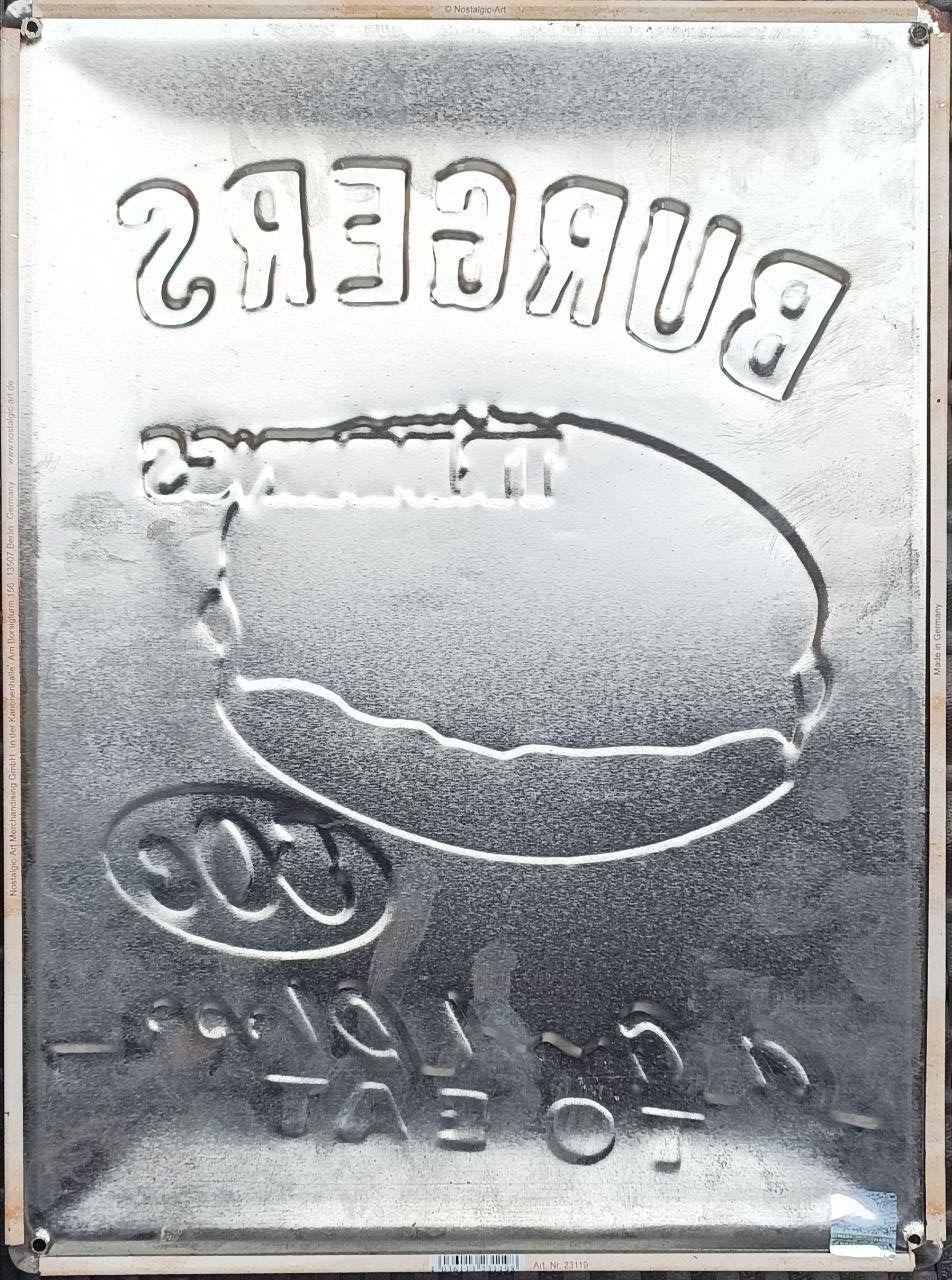 Insegne: Retro Burger Blechschild, Wanddeko für Küche oder Bar – Usato da Rebstein venduto da bet_22rg 1