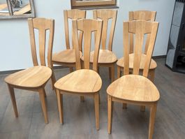 6 Stühle Holz massiv geölt leichte Gebrauchsspuren