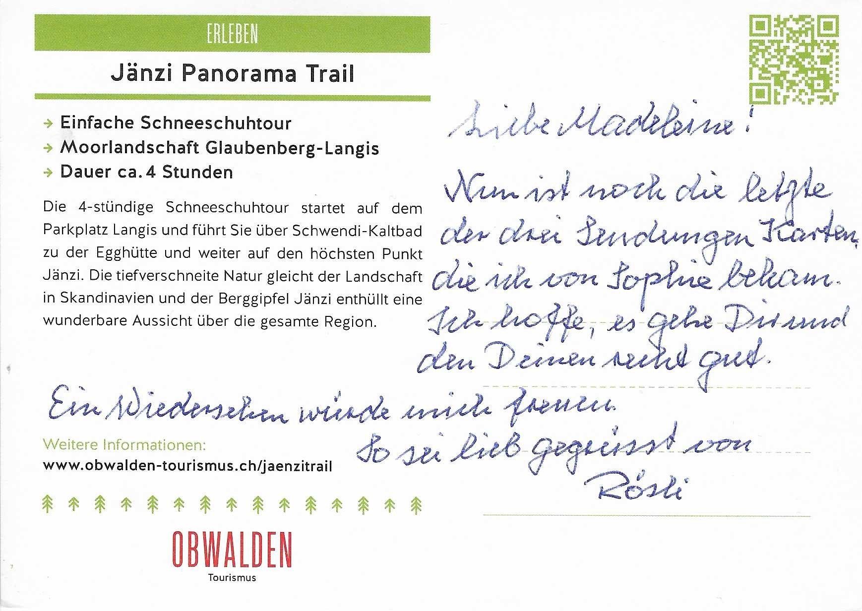 Ansichtskarten: Jäniz Panorama Trail OW – Gebraucht aus Rothrist von Stranglehold 1
