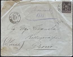 Frankreich Paris Bellinzona Grono Brief 1888 Schweiz